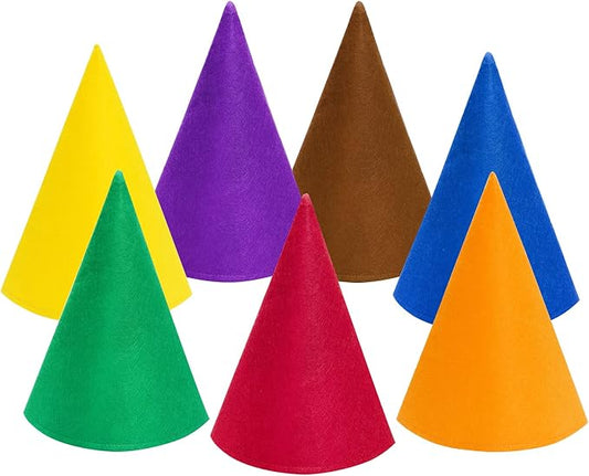 Fengek 7 Packs Christmas Gnome Hats, Felt Cone Dwarf Hats by Fengek