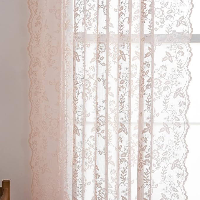 FINECITY Sheer Lace Curtains 72 Inch Length - Image 6