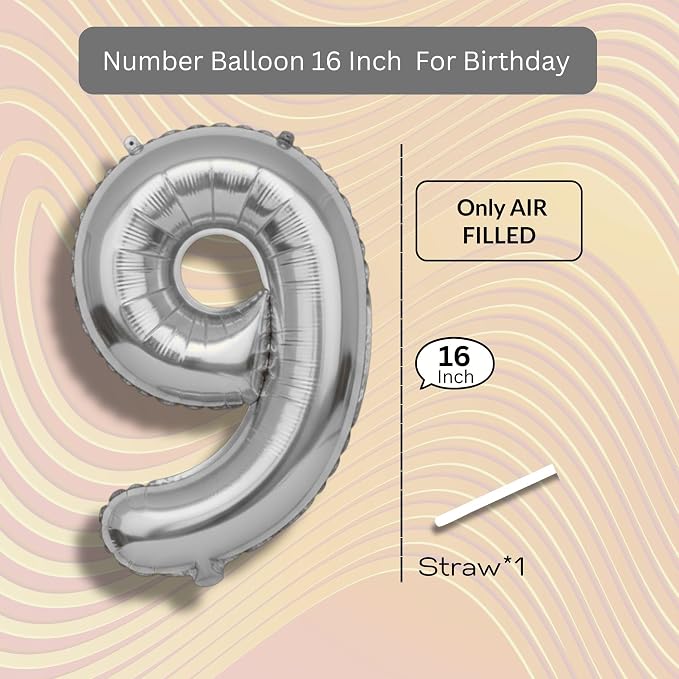 Pink Pearl Number Balloon 9 Mylar Foil Macaron Balloons 16 Inch - Image 8