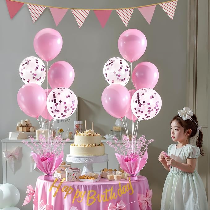 4 Set Pink Table Balloons Foil Spray Centerpiece - Image 3
