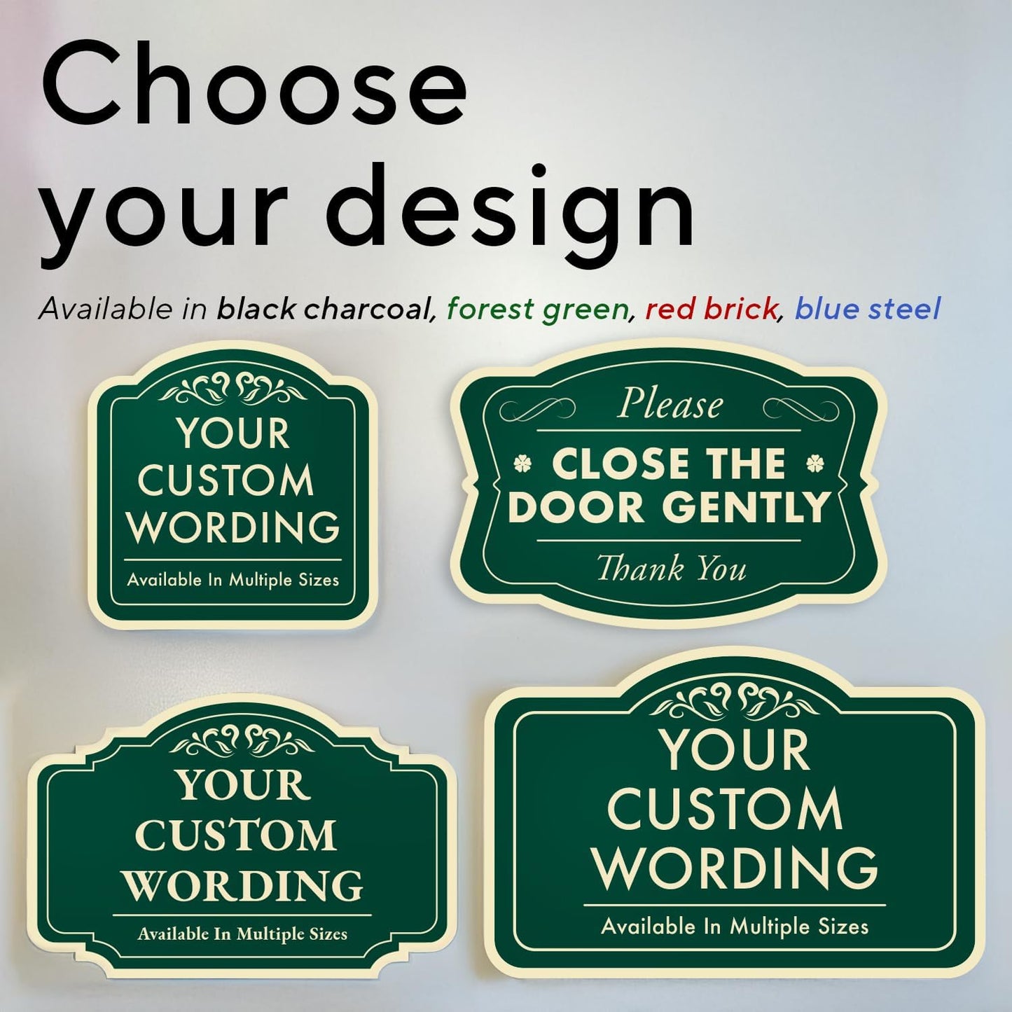Custom Decorative Outdoor Metal Sign - Personalized Aluminum Driveway Sign, Waterproof, Made in USA - Design 3 Forest Green 12x8 In