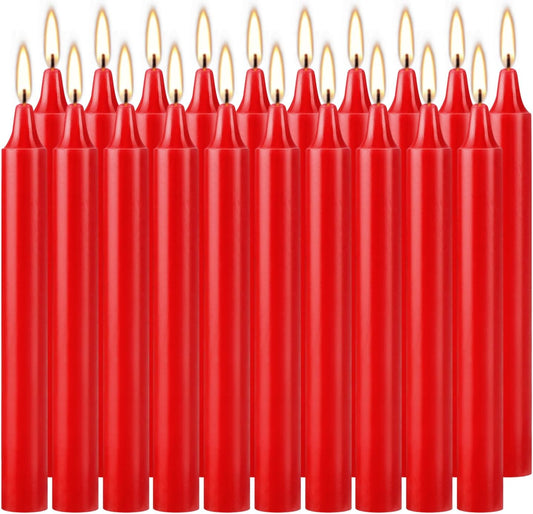 Set of 20 Red Candles –Spell Chime Candles for Christmas,Household, Wedding, Rituals, Prayer, Birthdays, Meditation, Altar,Party and Home Décor Candlesticks - 4 Inch Tall, Unscented (Red)