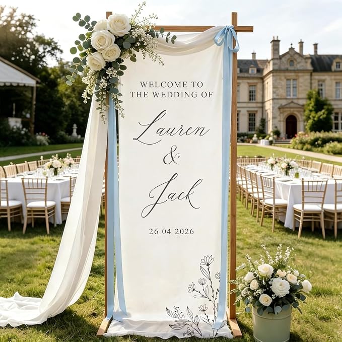 Personalized Fabric Wedding Welcome Sign, Linen Wedding Welcome Sign Cotton - Image 2