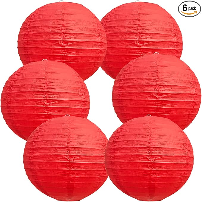 BEISHIDA 8 Inch Red Paper Lanterns 6 Packs Hanging Round Chinese Lantern | by Beishida