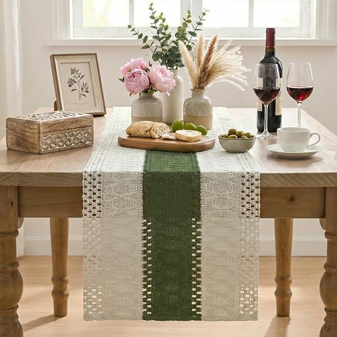 Artoid Mode Army Green Farmhouse Rustic Table Runner 12x36 Inch | Seasonal - Image 2