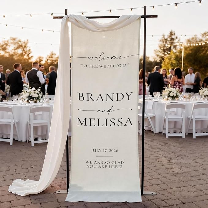 Custom Fabric Wedding Welcome Sign, Personalized Soft Cotton Linen Wedding Sign by CALLADECORGIFTS