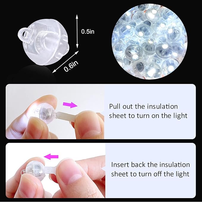 ZGWJ 50PCs White Balloon Lights Mini, Battery Powered, Long Standby Time - Image 3