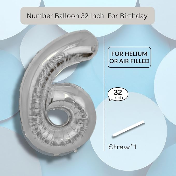 Green Number Balloon 6 Mylar Foil Balloons 32 inch - Image 8