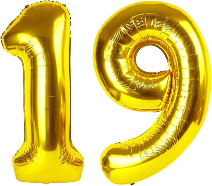 Number Balloons 40 Inch Gold 19 Balloon by Mluchee