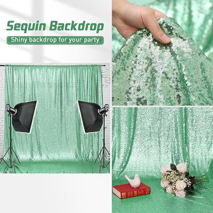 Eternal Beauty Mint Green 3mm Sequin Backdrop 8x10 Ft - Image 7