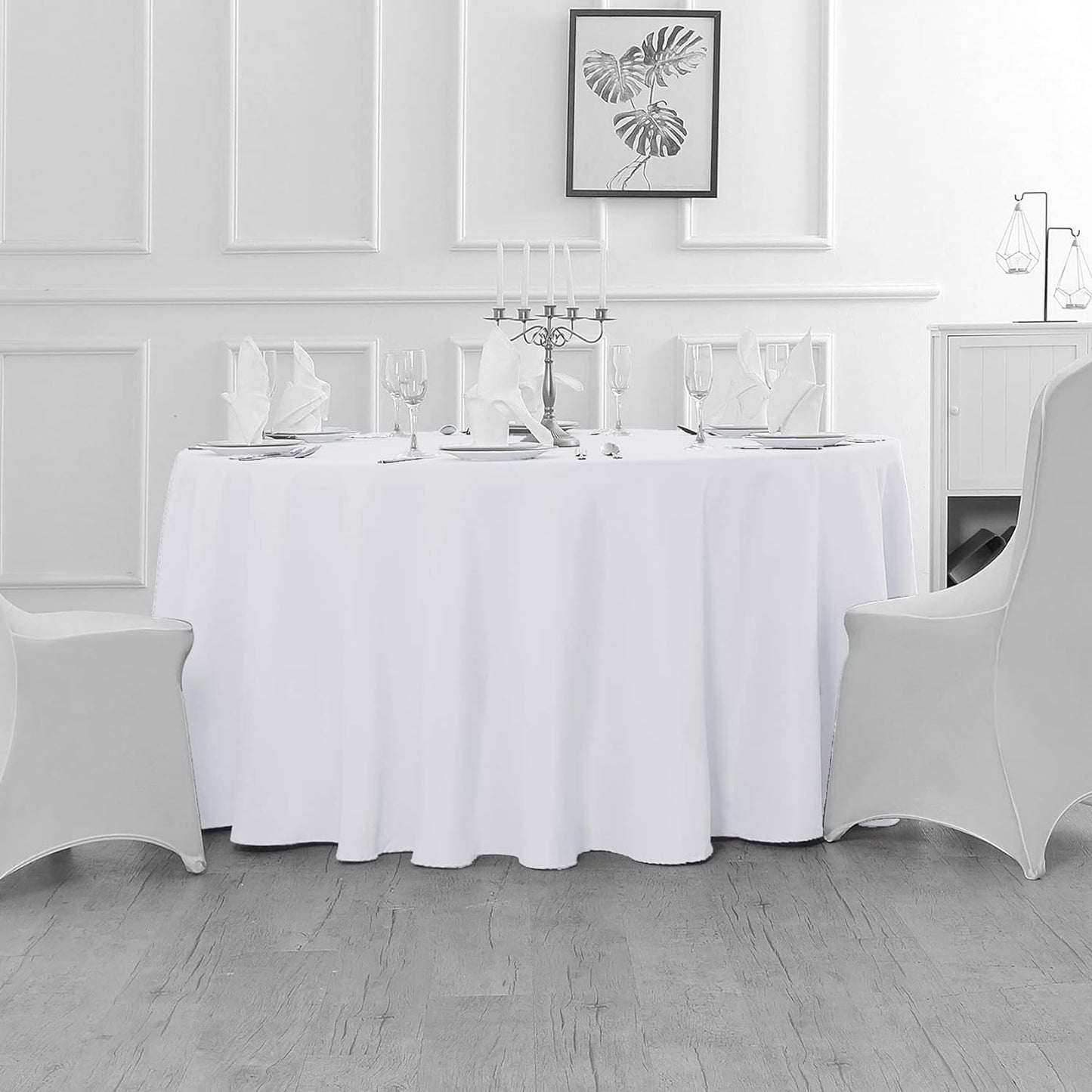 Fokitut 6 Pack Round Tablecloth, 70 Inch, Stain Resistant and Wrinkle Polyester Table Cloth, Fabric Table Cover for Kitchen Dining, Wedding, Party, Holiday Dinner-White