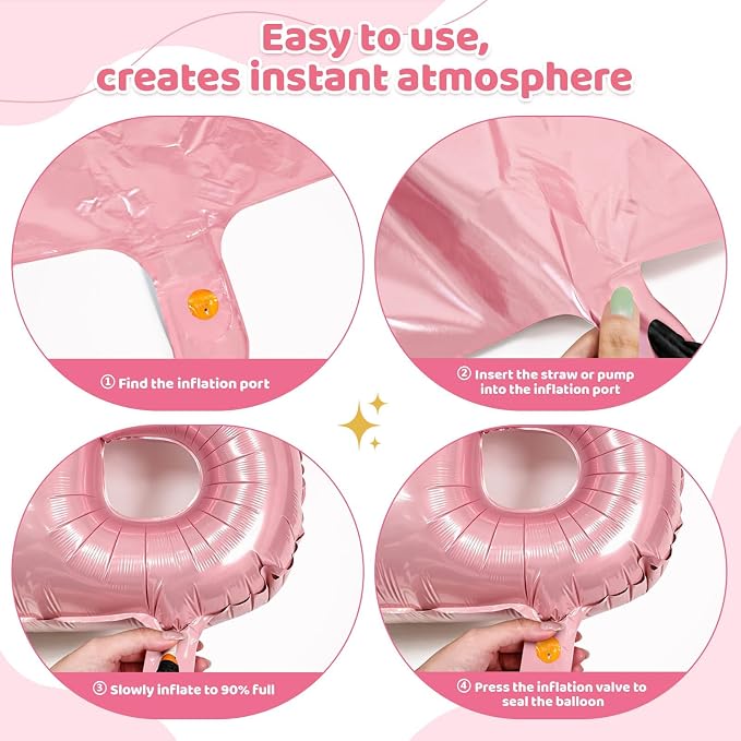Pink HBD Balloons, HBD Foil Letter Balloon - Image 3