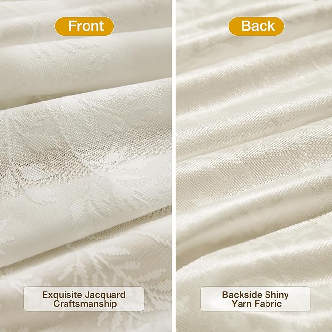 Anmao Beige Semi Sheer Light Filtering Curtains 96 Inches Long 2 Panels - Image 3