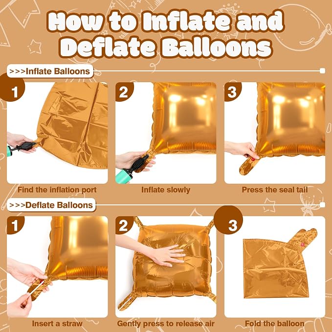 NISOCY 25PCS Brown Square Foil Balloons Wall Backdrop Tunnel Arch Kit | Balloons - Image 3