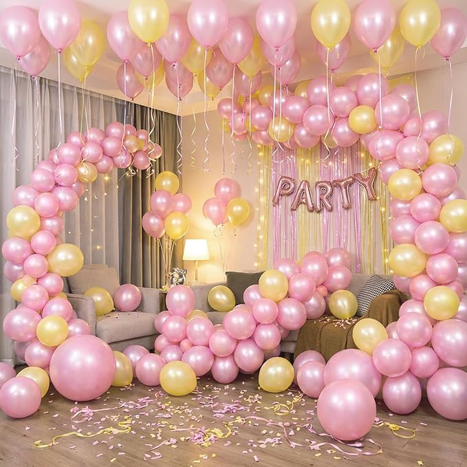 RUBFAC Pearl Pink Balloons 129pcs Different Sizes Pack of 18 12 10 5 Inch | - Image 5