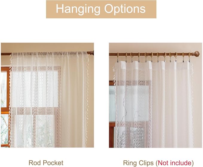 Sutuo Home White Boho Lace Curtains 72 Inches Long - Image 7