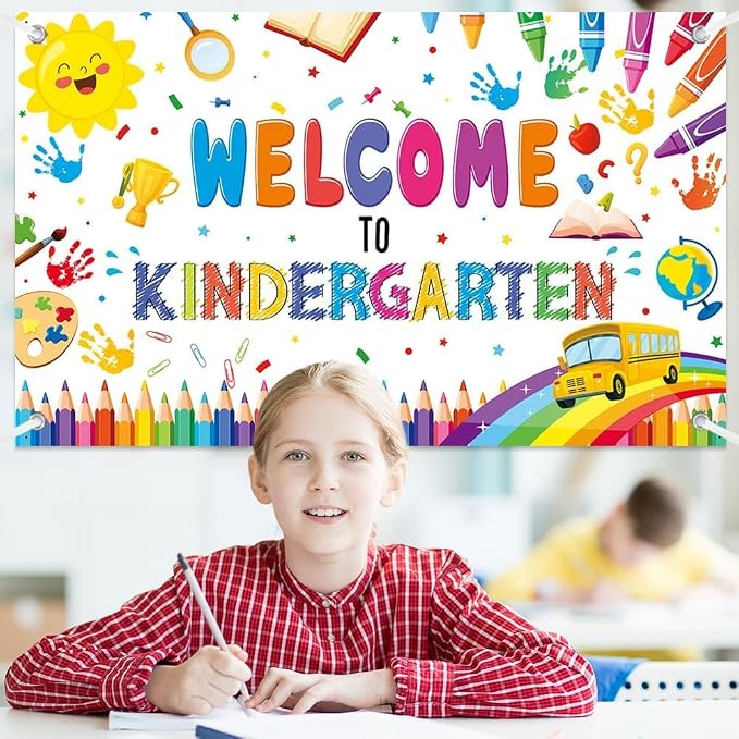MEHOFOND 7x5ft Welcome to Kindergarten Banner Colorful Back to School Kids - Image 2