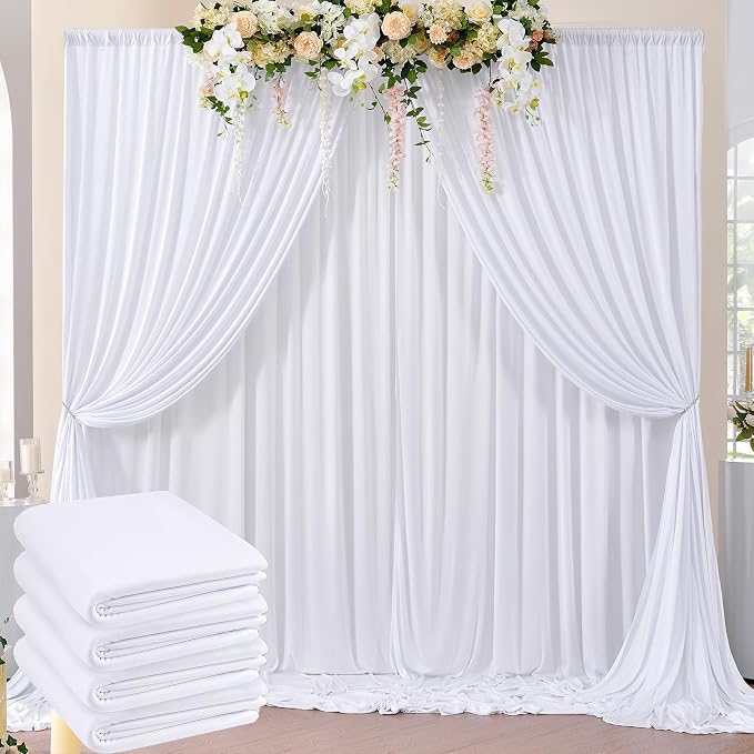 20ft x 8ft Wrinkle Free White Backdrop Curtains by ENJOYYOURPARTY