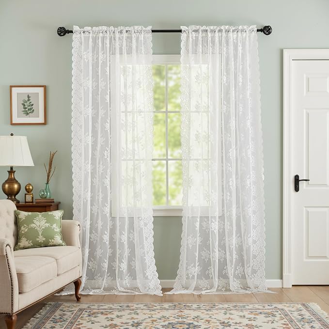 Kotile Ivory Sheer Lace Curtains by Kotile+Curtains