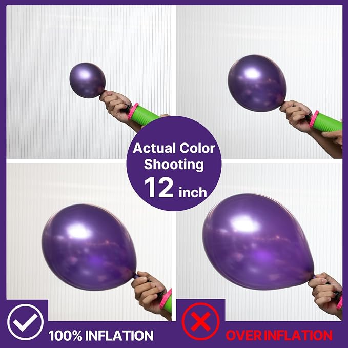 PartyWoo Metallic Purple Balloons 100pcs Chrome Purple Color | 18 12 10 5 Inch - Image 3