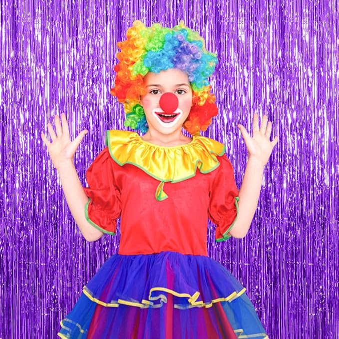 5 Pack Purple Backdrop Tinsel Streamers Foil Fringe Backdrop Halloween Party - Image 4