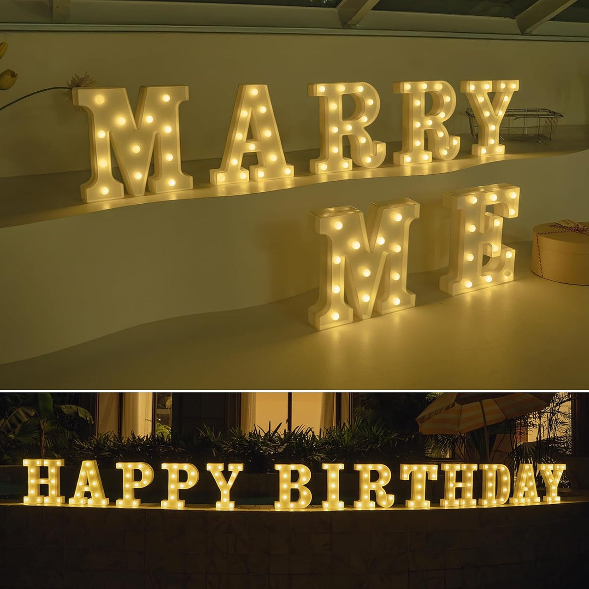 Foaky LED Letter Lights Sign Marquee Light Up Letters Sign for Night Light Wedding/Birthday Party Battery Powered Christmas Lamp Home Bar Decoration(D)