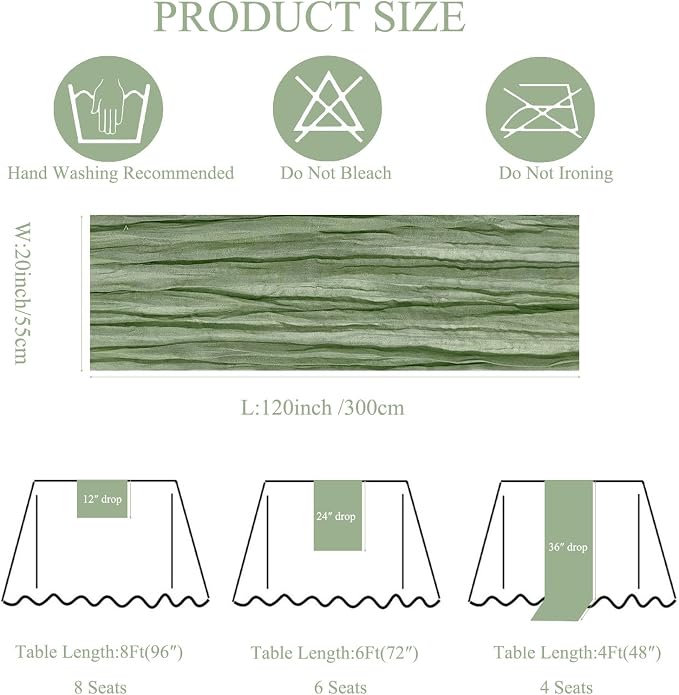 12Pack Sage Green Cheese Cloth Table Runner 20x120 inch Gauze Table Runner | - Image 4