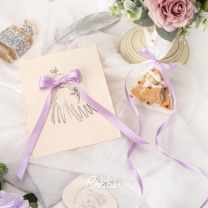 Ribbli Light Purple Satin Ribbon, Double Faced Satin 1/4 inch x Continuous 50 - Image 3