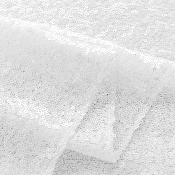 Sugargirl White Sequin Backdrop Curtain 3 Panels 2FTx8FT Glitter White - Image 4