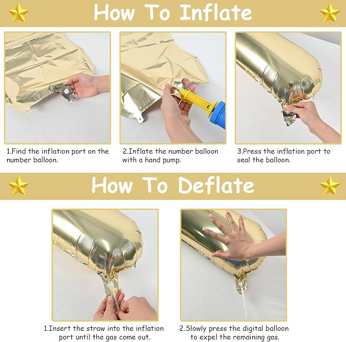 Champagne Gold Number 1 Balloons, 40 In Large Light Gold Number 1 Foil Helium - Image 7