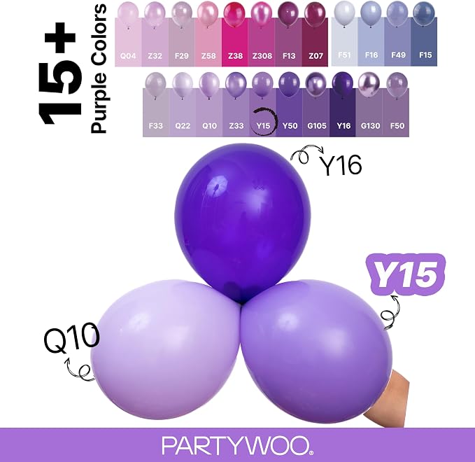PartyWoo Purple Balloons 100pcs Different Sizes of 36 18 12 10 5 Inch | Balloons - Image 4