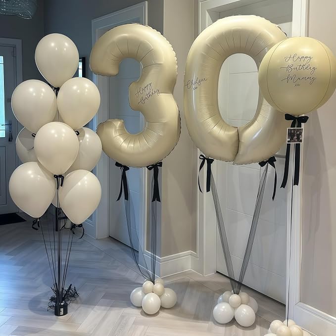 Cream Number 3 Balloons, 40 Inch 3 Balloons Giant Helium Foil Mylar Beige 3 - Image 7