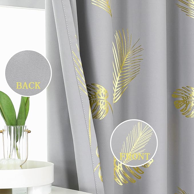 Light Grey Blackout Curtains for Bedroom, Thermal Insulated Window Grommet - Image 3