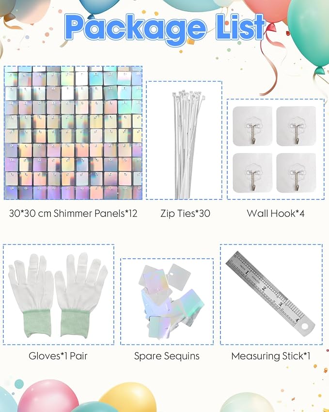 Iridescent Silver Shimmer Wall Backdrop, Sparkling Sequins, Glitter Glam Photo - Image 2