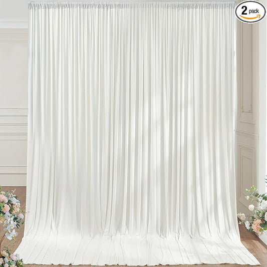 10×14ft Wrinkle Free Ivory Backdrop Curtain, Soft Silky Easy to Drape Cream by ENJOYYOURPARTY