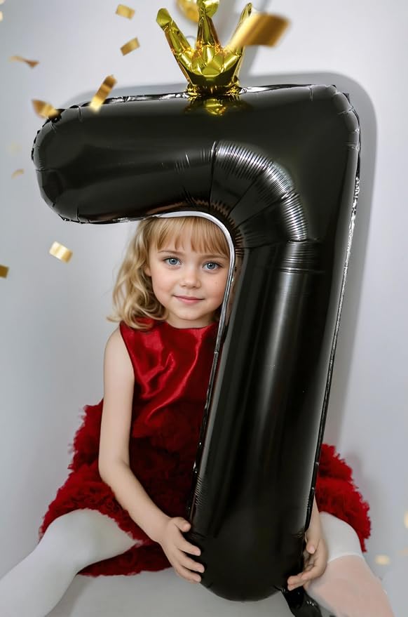 Black Number 0 Balloon with Crown, 40 inch Black Number Balloon 0th Birthday - Image 5