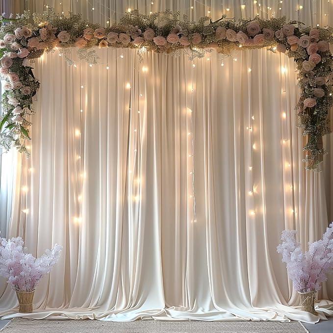 ESGOTBME 40x10ft Wrinkle Free Ivory Backdrop Curtain - Image 2