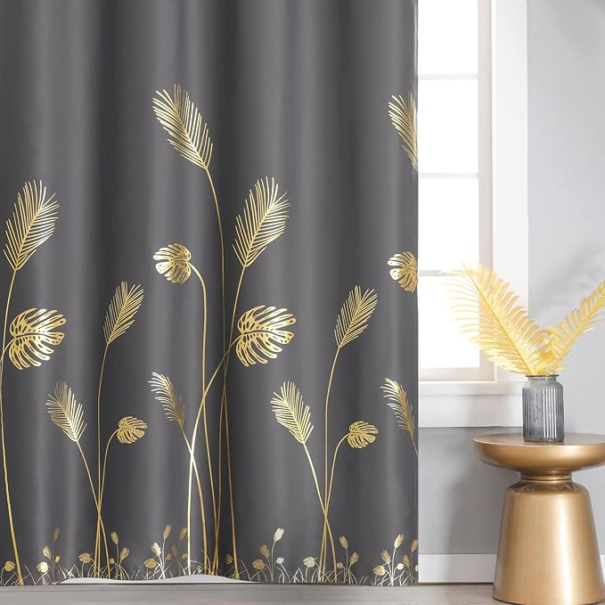 Elegant Natural Palm Leaf and Wheat Blackout Curtains Sunlight Blocking Noise - Image 2