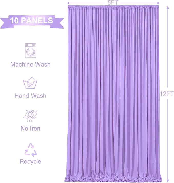10 Panels Lavender Backdrop Curtains - Image 6