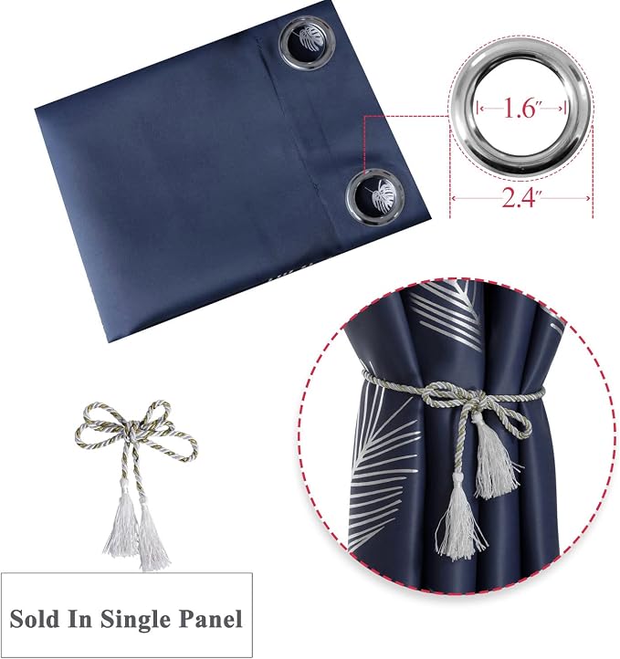 Navy Blue Blackout Curtain Extra Wide - Image 7