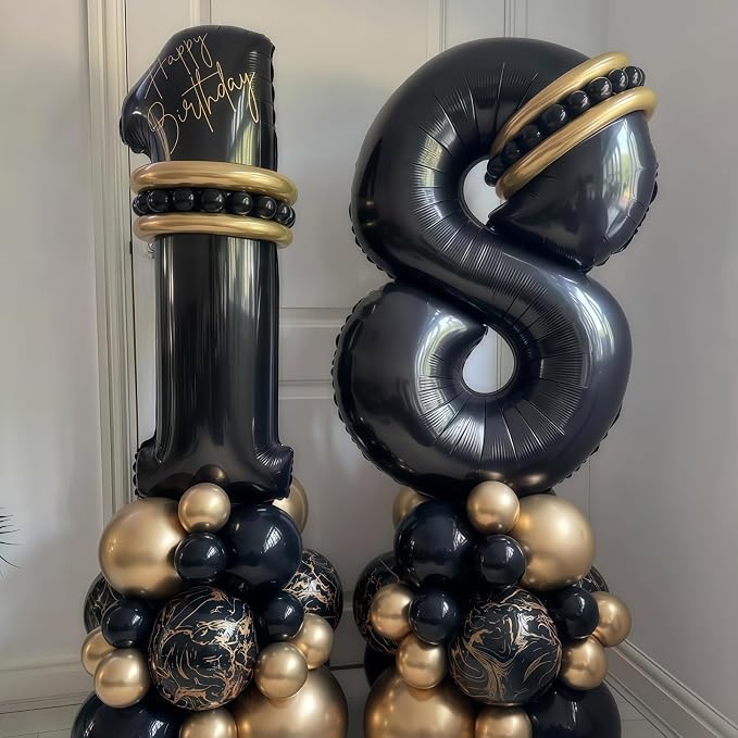 Black 16 Balloon Number, 40 Inch Number 16 Balloon Large Black Foil Mylar - Image 4