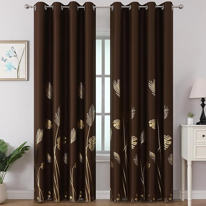 Brown Blackout Curtains for Living Room 90 Inch Length 2 Panels Set, Room by ESTELARTEXTILER