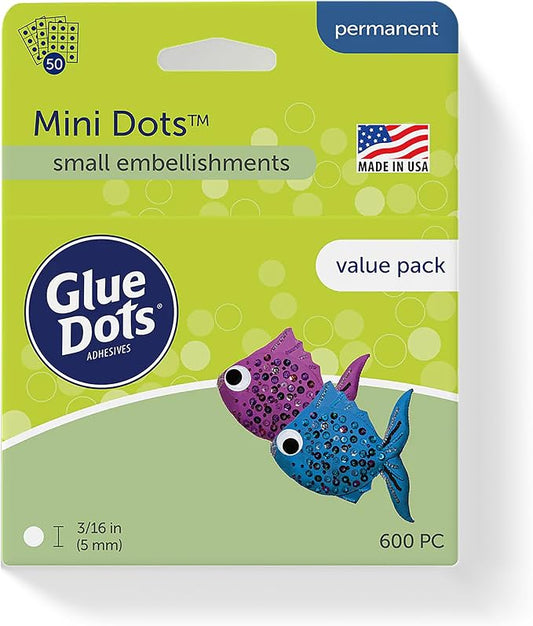 Glue Dots, Mini Dots Value Pack, Double-Sided, 600 Dots, DIY Craft Glue Tape by GlueDots