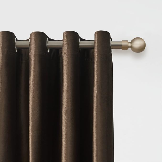 BULBUL Velvet Brown Grommet Blackout Curtains 72 inch - Image 2