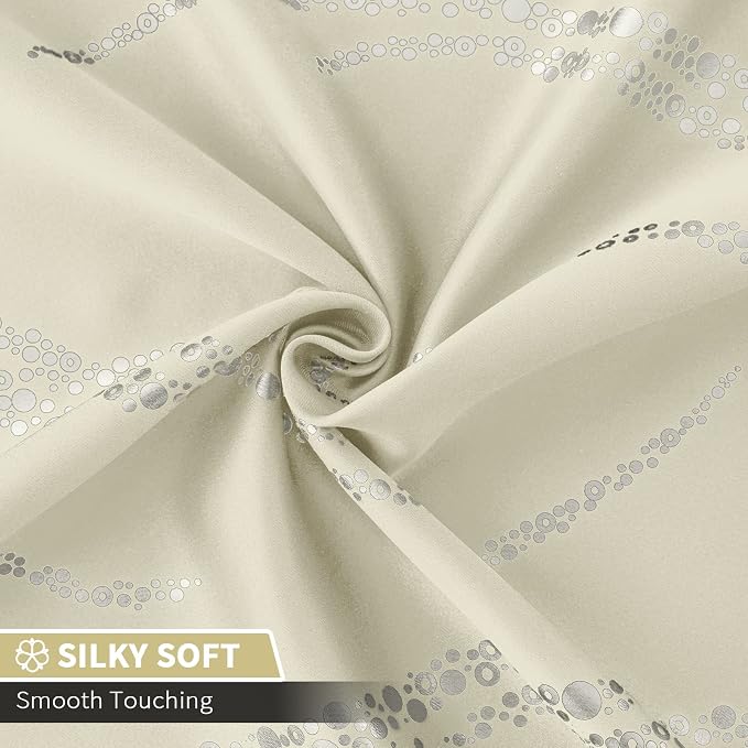 Yakamok Cream Light Blocking Curtains 84 Inches Long Silver Print Wide 52" | - Image 4