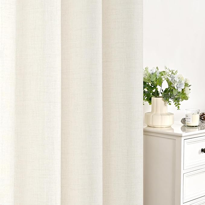 YoungsTex Extra Long Ivory Linen Curtains - Image 7