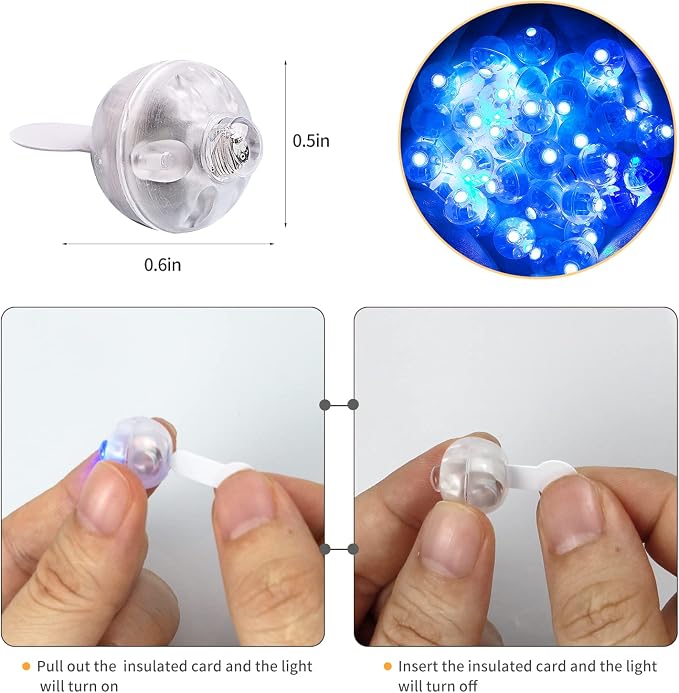200pcs Blue LED Balloon Lights, LED Round Ball Lamp Tiny Lighting Decoration - Image 2