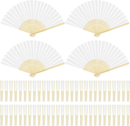 Aodaer 60 Pieces Paper Folding Fans Bamboo Handheld Fans Paper Folded Fans by Aodaer