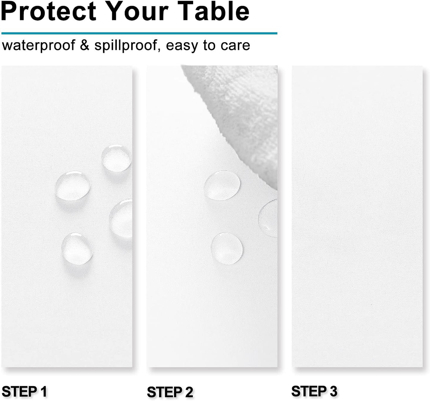 Hiasan White Rectangle Tablecloth - Waterproof Washable Polyester Fabric Table Cloth for Buffect Dining Birthday Party Wedding, 70 x 120 Inch