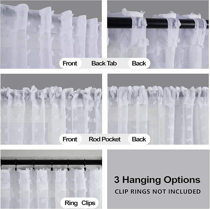 KOUFALL White Sheer Curtains 96 Inches Long - Image 3